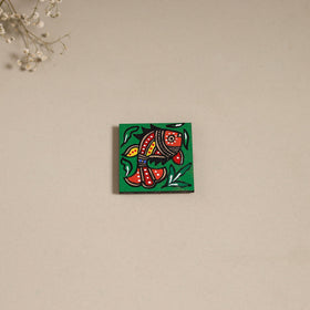 Madhubani handpainted wooden magnet 24 - handcrafted