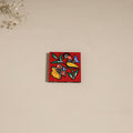 Madhubani handpainted wooden magnet 25 - handcrafted
