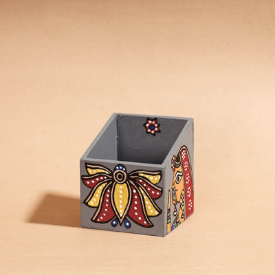  Madhubani Handpainted Wooden Pen Stand 