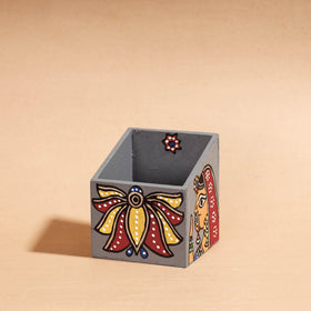  Madhubani Handpainted Wooden Pen Stand 