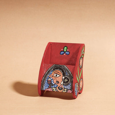  Madhubani Handpainted Wooden Pen Stand 