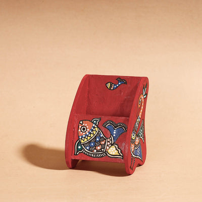  Madhubani Handpainted Wooden Pen Stand 