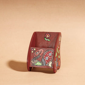  Madhubani Handpainted Wooden Pen Stand 