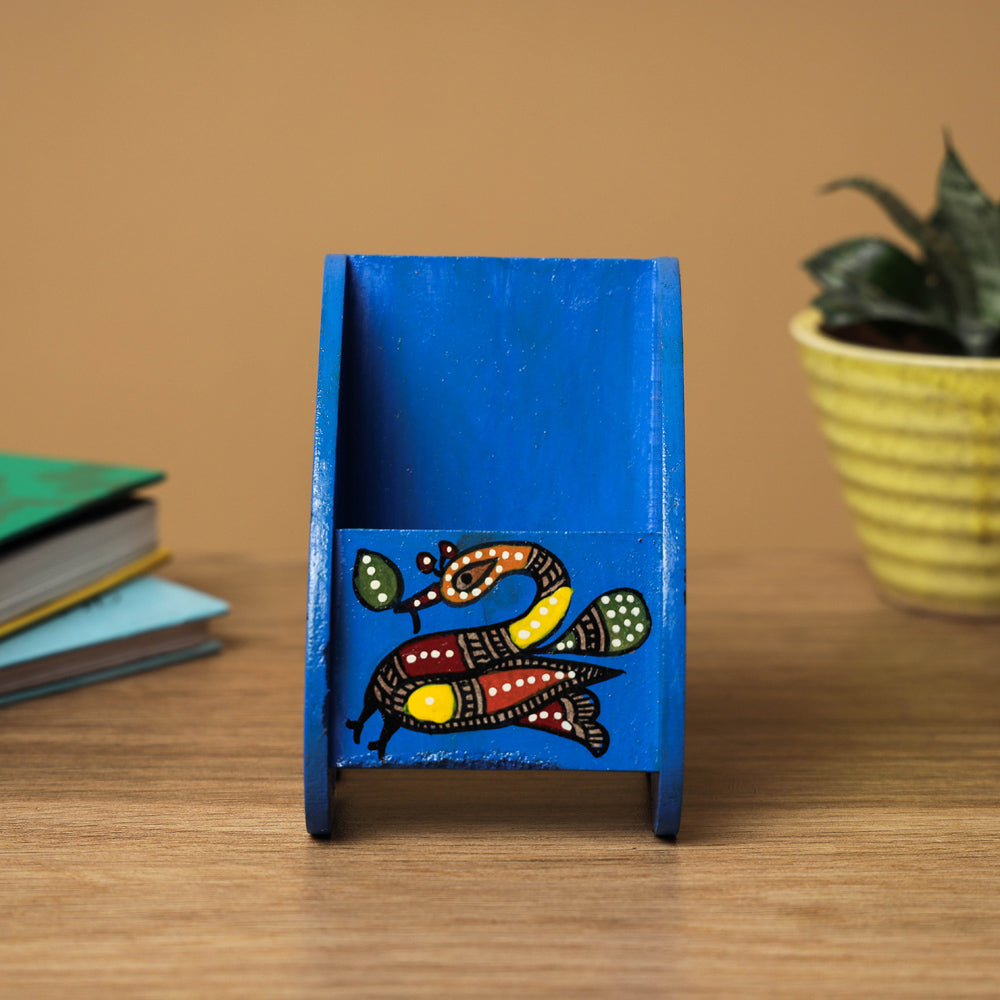  Madhubani Handpainted Wooden Pen Stand 