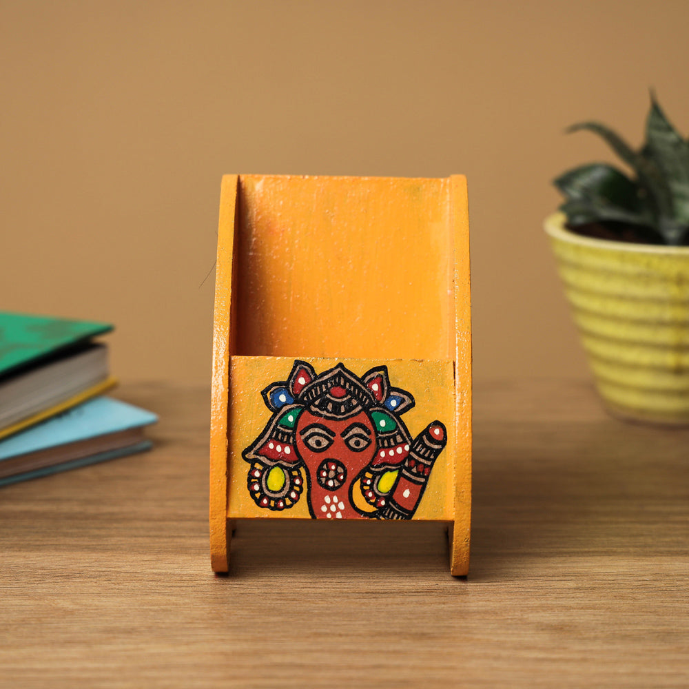  Madhubani Handpainted Wooden Pen Stand 