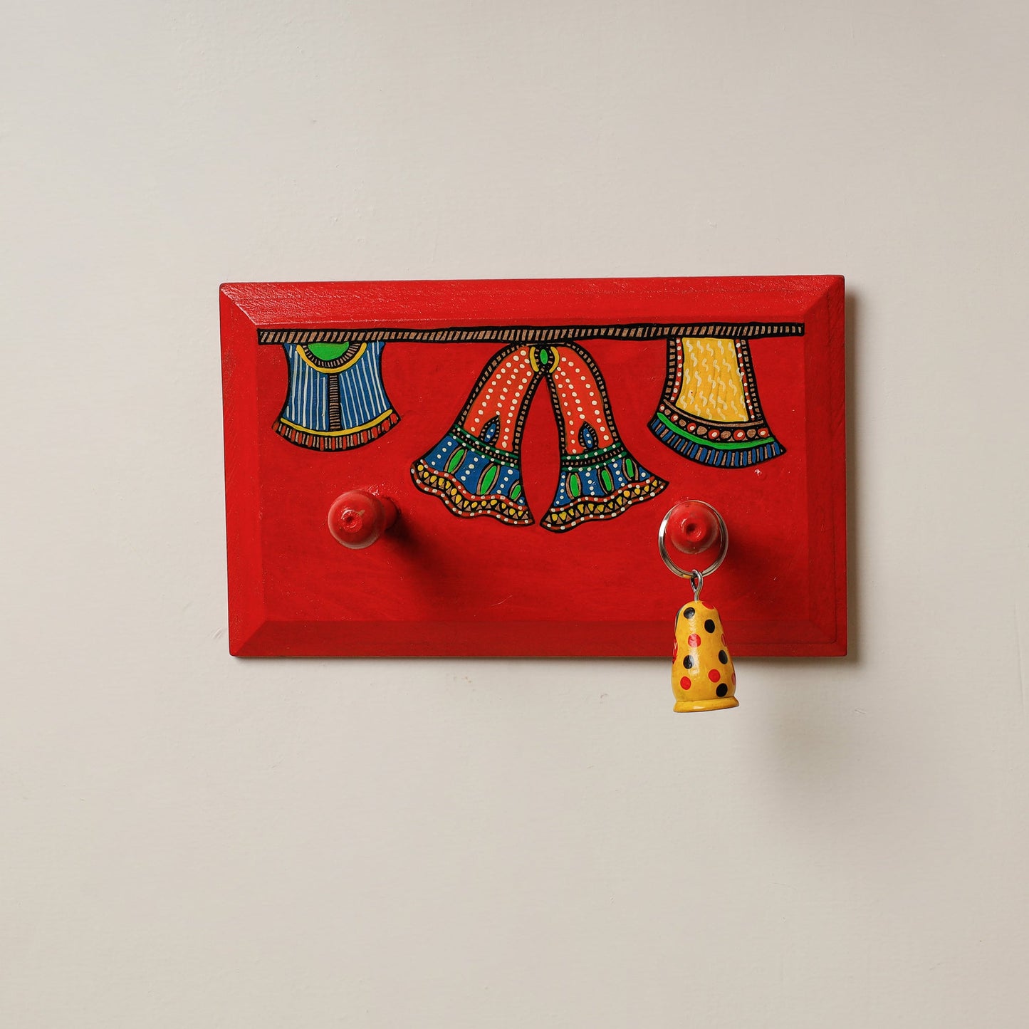  Madhubani Handpainted Wooden Wall Hanger 