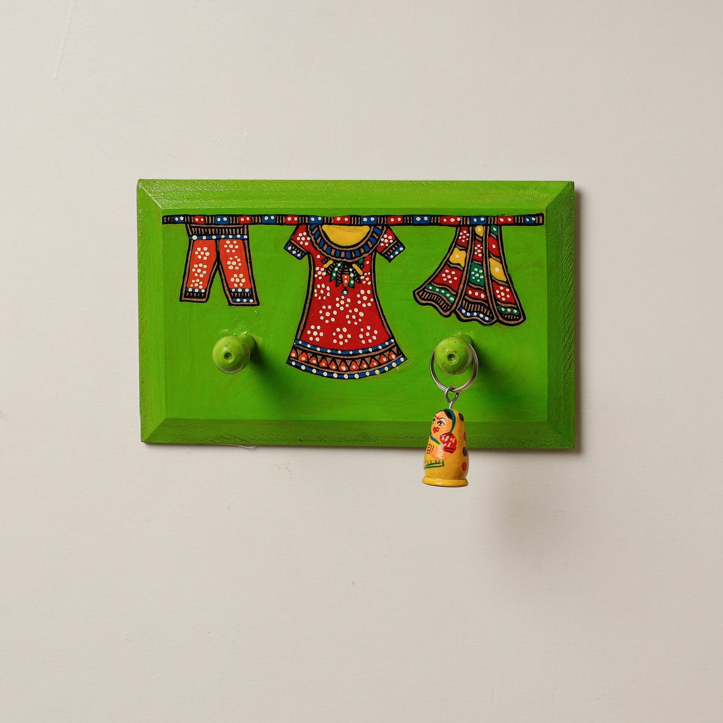  Madhubani Handpainted Wooden Wall Hanger 