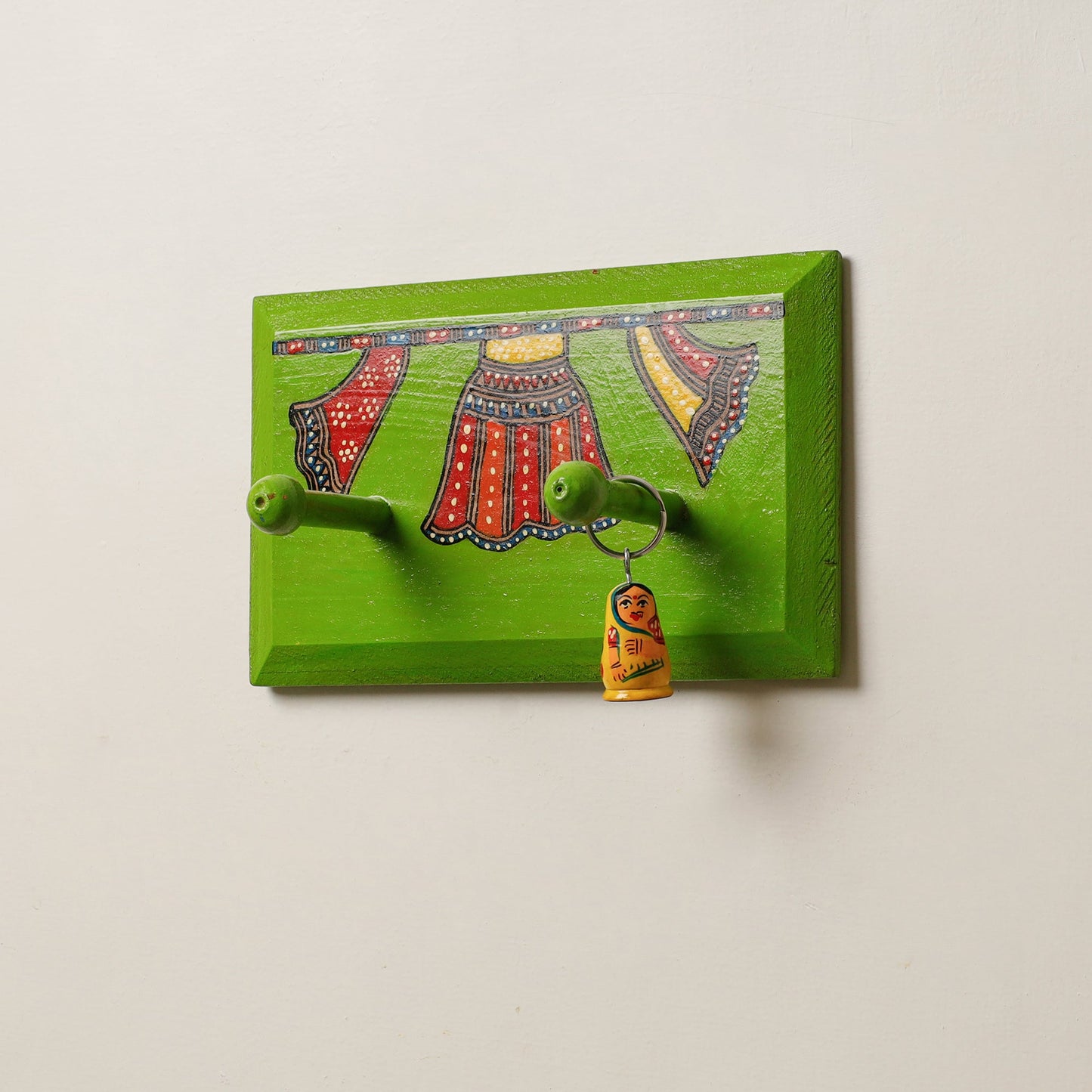  Madhubani Handpainted Wooden Wall Hanger 