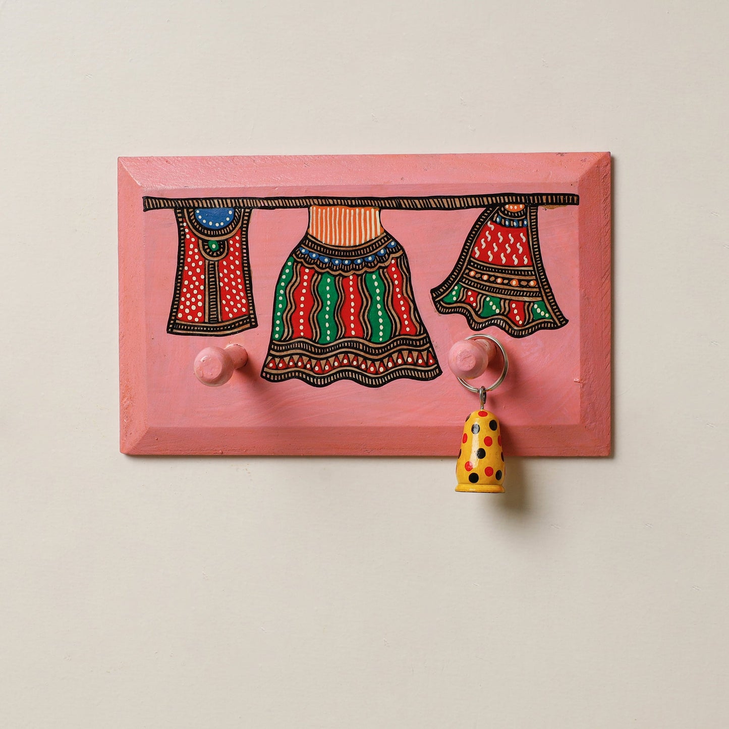  Madhubani Handpainted Wooden Wall Hanger 
