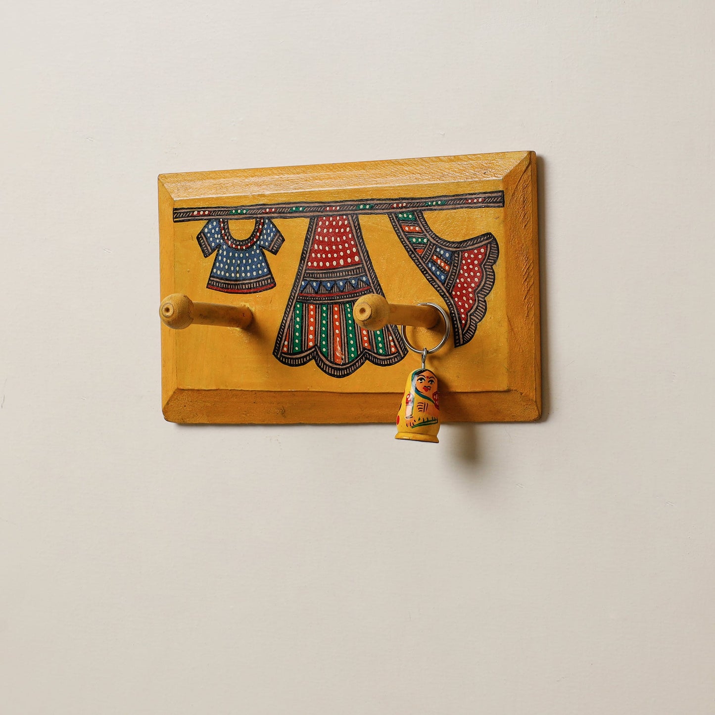  Madhubani Handpainted Wooden Wall Hanger 