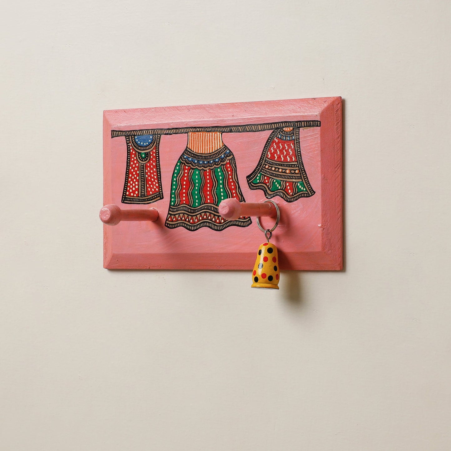  Madhubani Handpainted Wooden Wall Hanger 