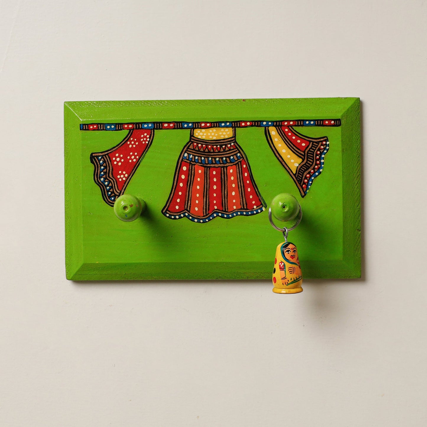  Madhubani Handpainted Wooden Wall Hanger 
