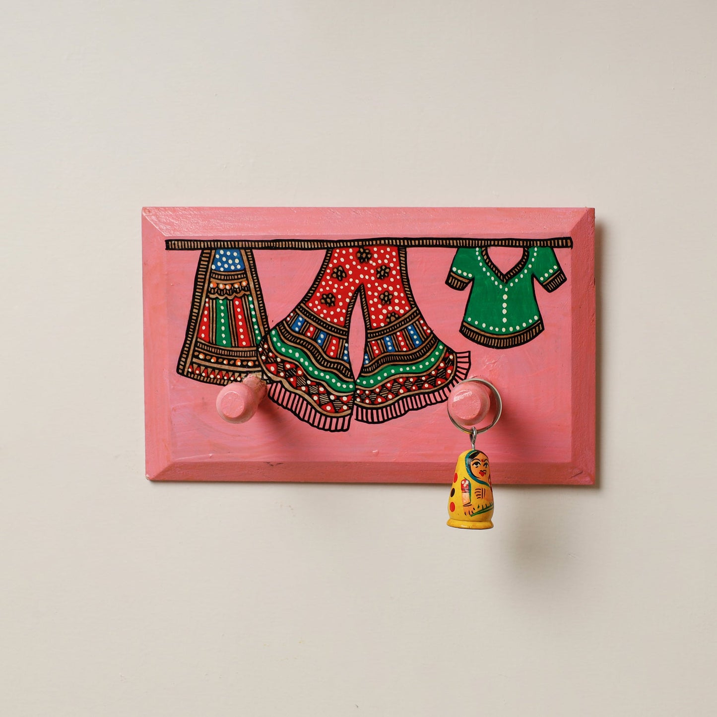 Madhubani Handpainted Wooden Wall Hanger 