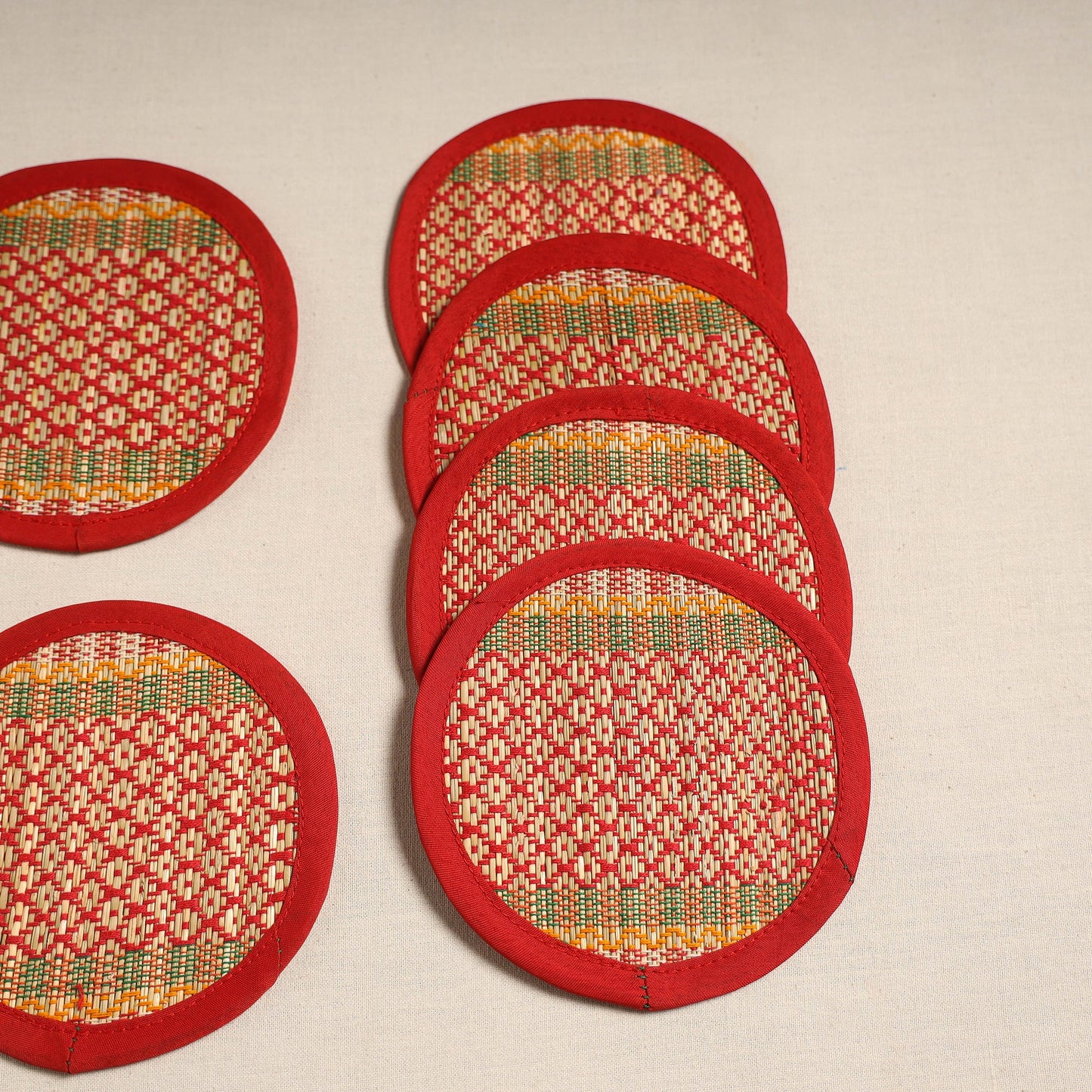 Madur grass round coaster of midnapore (set 6) 02