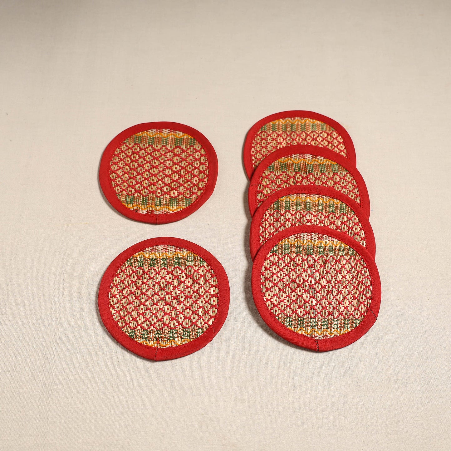 Madur grass round coaster of midnapore (set 6) 02