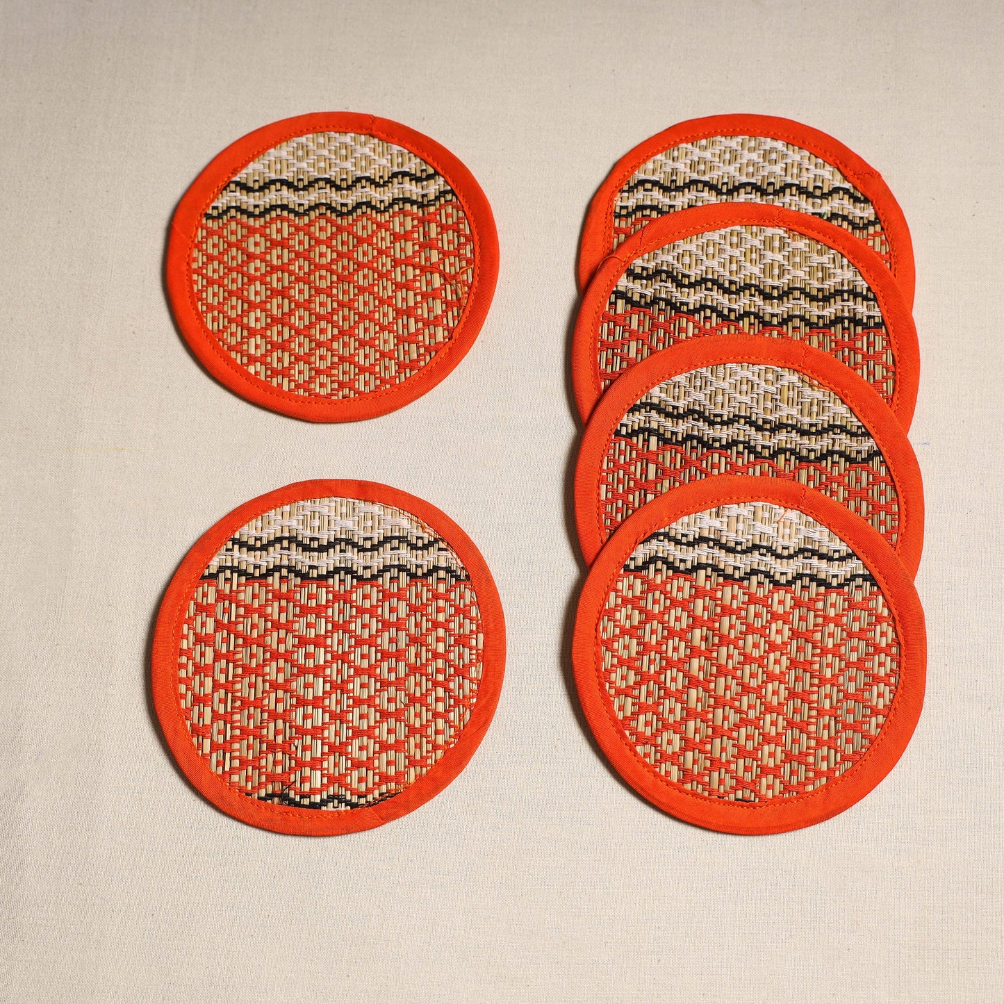 Madur grass round coaster of midnapore (set 6) 03