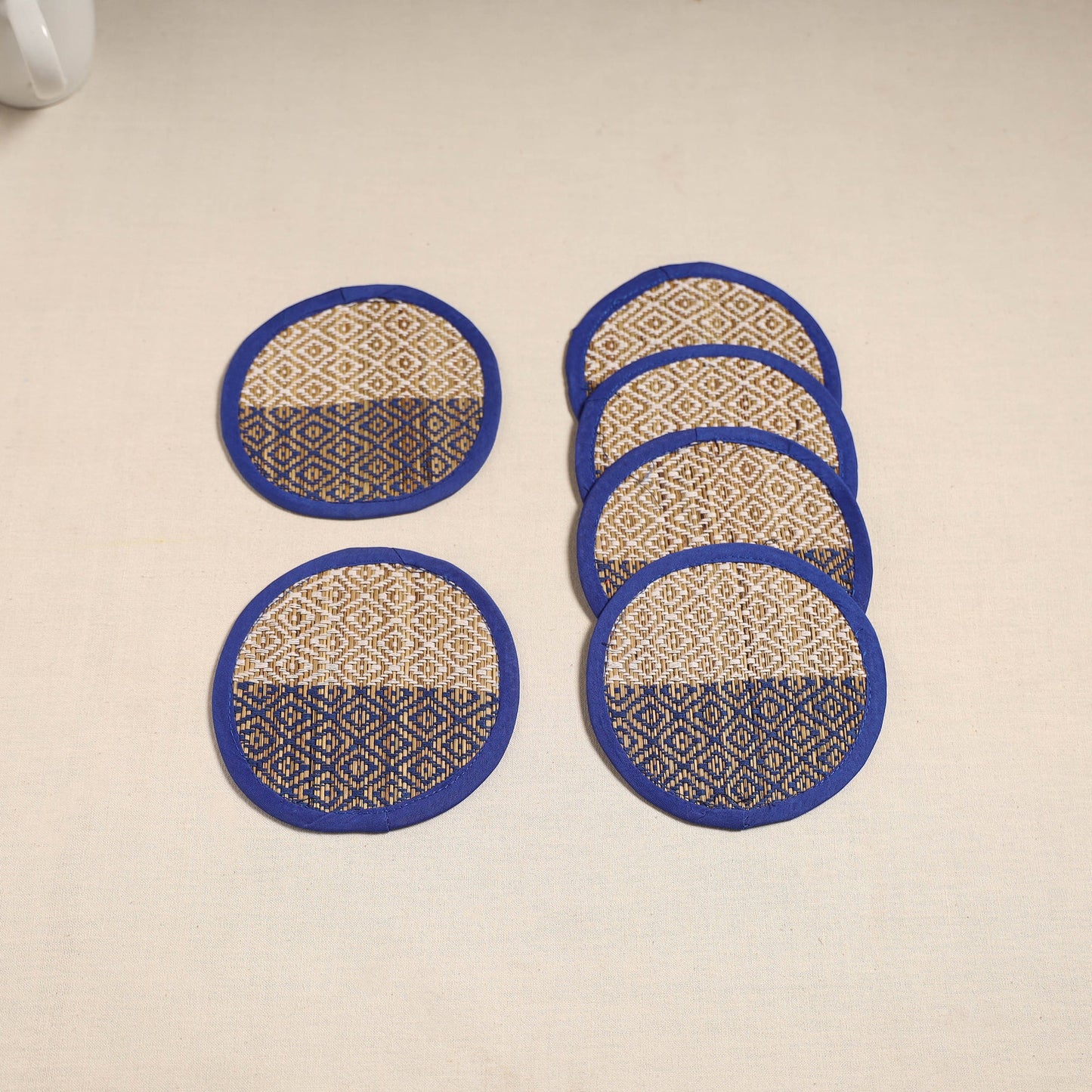 Madur grass round coaster of midnapore (set 6) 04