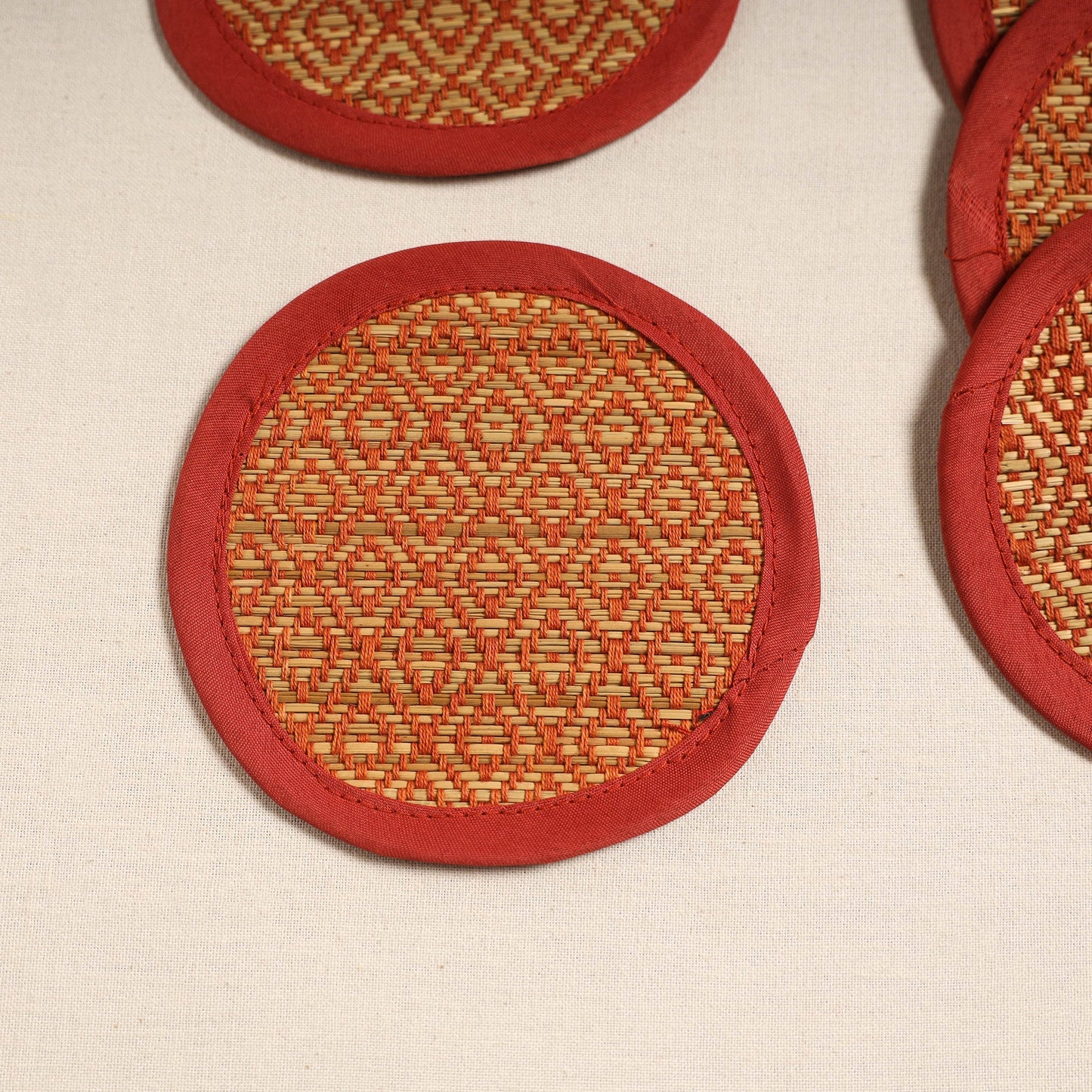 Madur grass round coaster of midnapore (set 6) 05