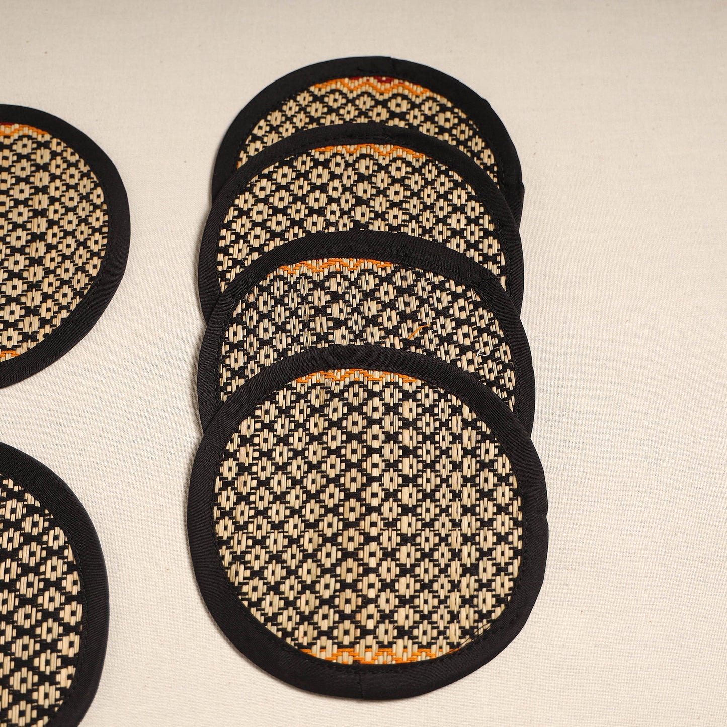 Madur grass round coaster of midnapore (set 6) 06