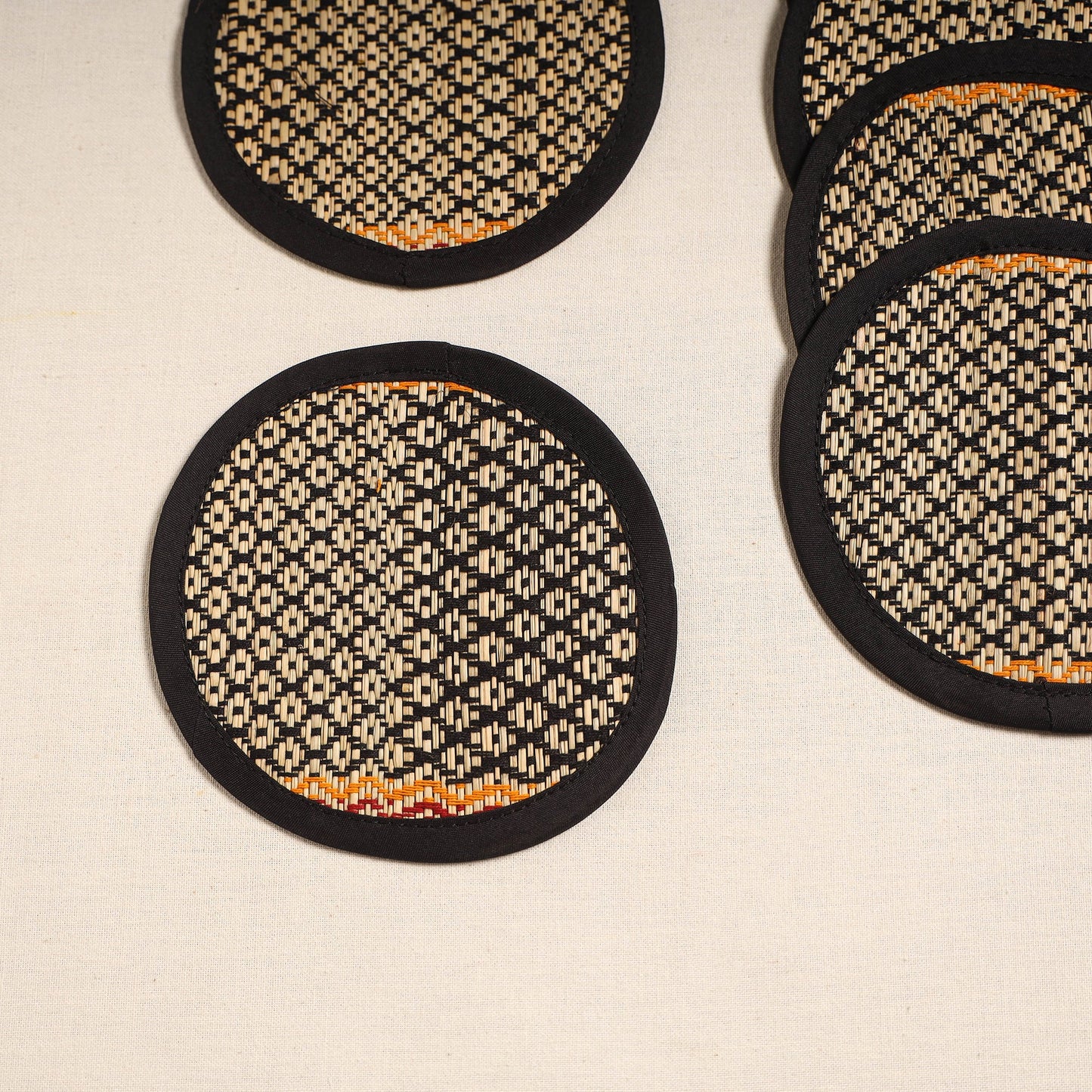 Madur grass round coaster of midnapore (set 6) 06