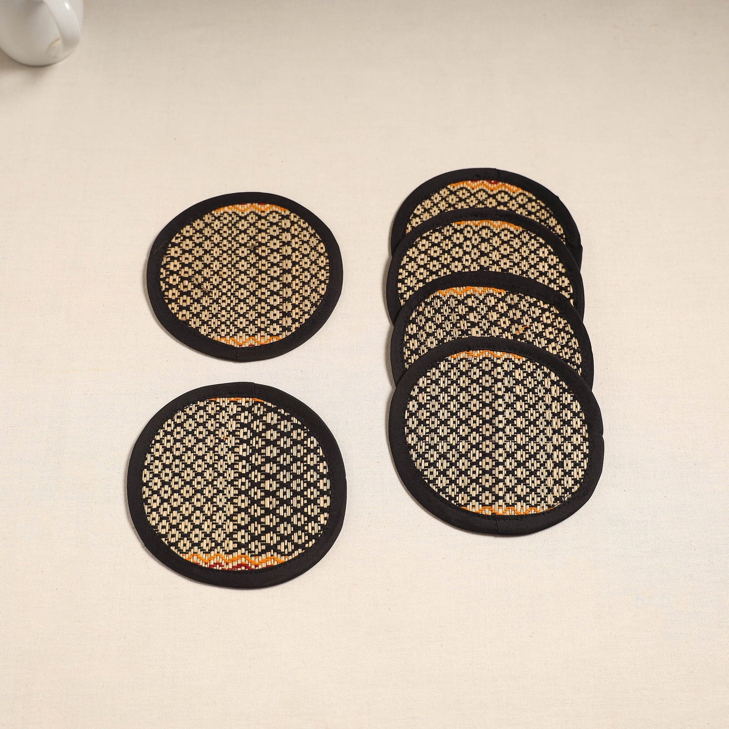 Madur grass round coaster of midnapore (set 6) 06