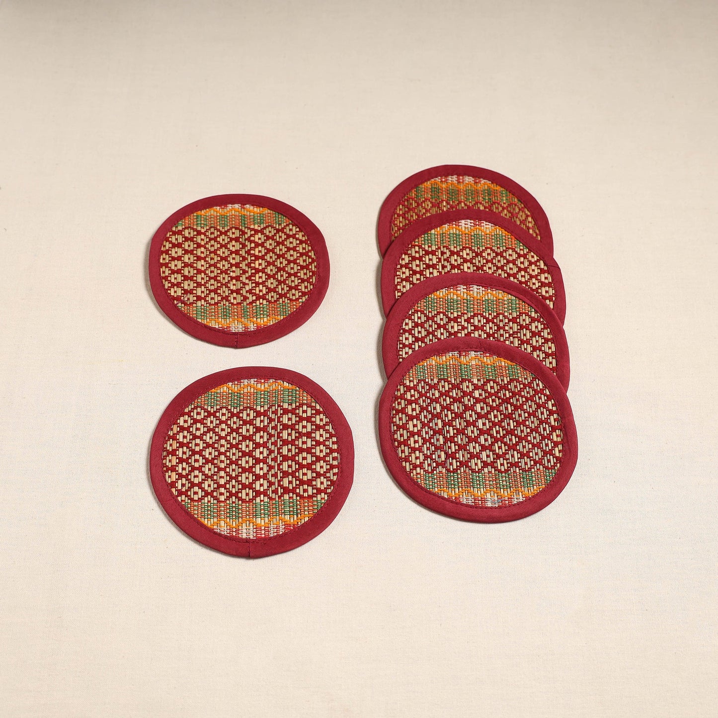 Madur grass round coaster of midnapore (set 6) 07