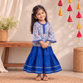 Girls Gota Work Floral Block Print Cotton Kurta with Sharara Set (3-4 Years) 13