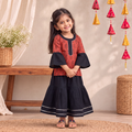 Girls Gota Work Bagh Block Print Cotton Kurta with Sharara Set (3-4 Years) 45