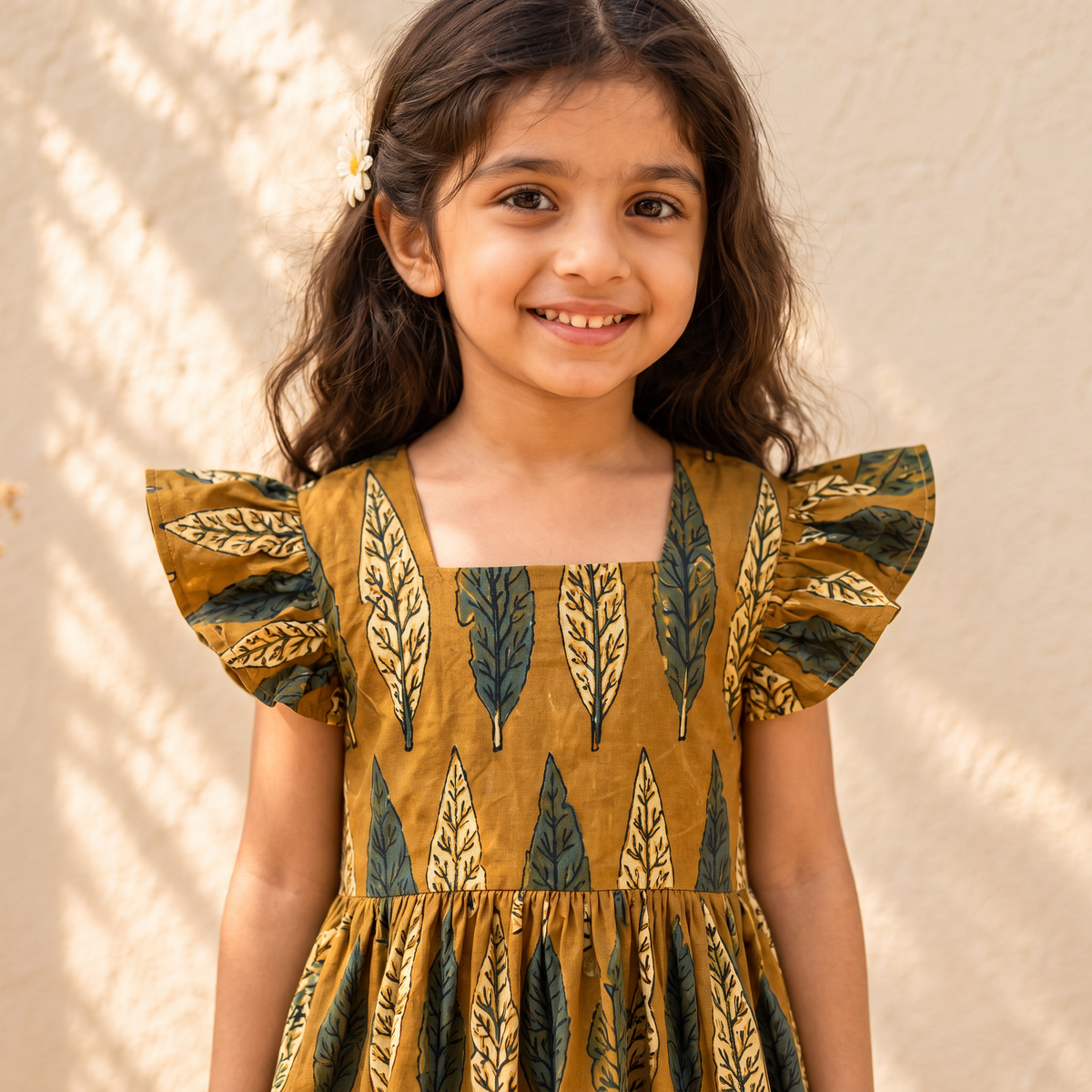 Pure Cotton Girls Tiered Frock Dress in Ajrakh Block Print (3-4 Years) 47