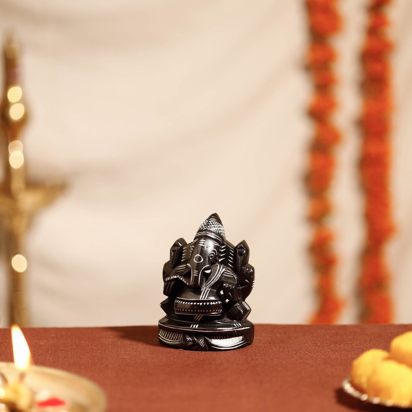  Mahabalipuram Stone Carving Chaturbhuja Lord Ganesha Idol 