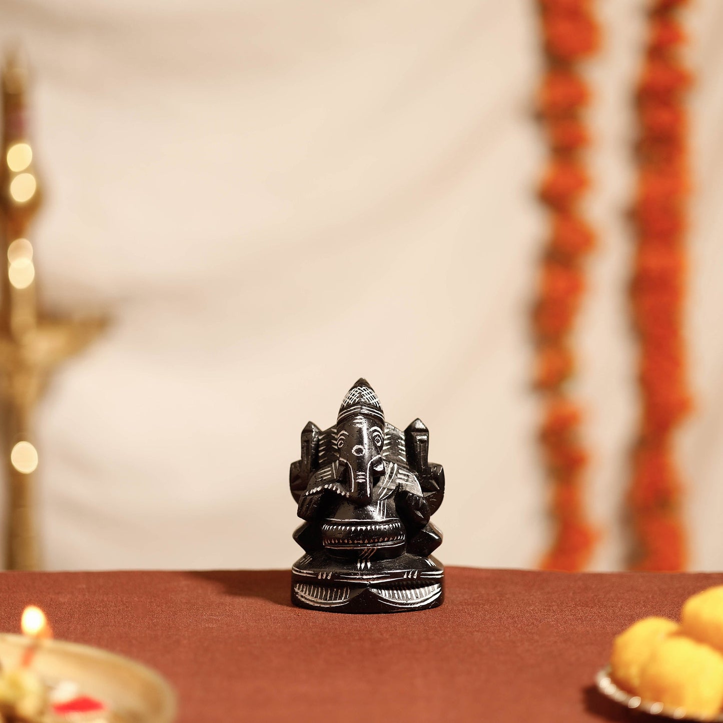 Mahabalipuram Stone Carving Chaturbhuja Lord Ganesha Idol