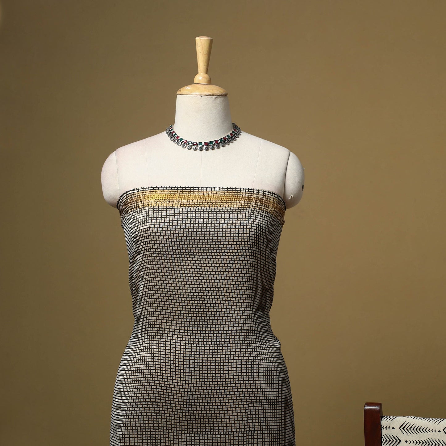 Maheshwari silk bagru hand 3pc unstitched dress material 05