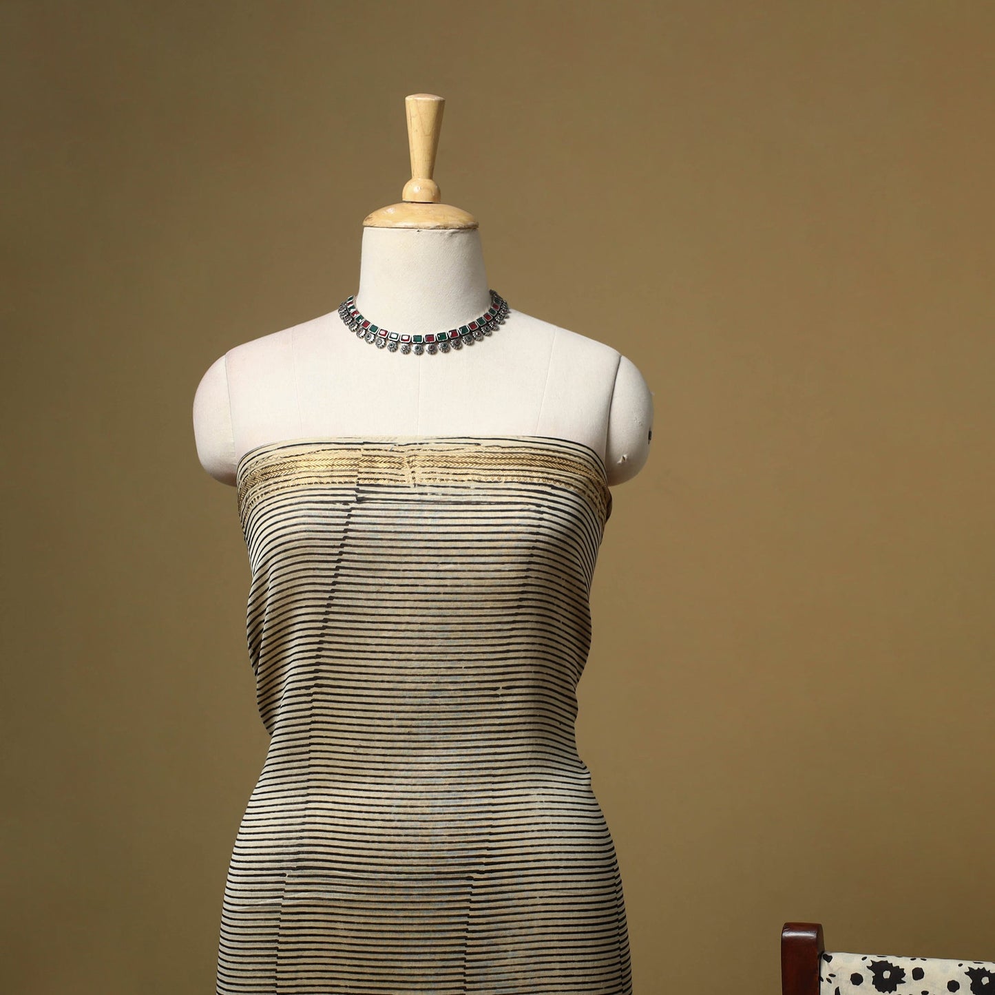 Maheshwari silk bagru hand 3pc unstitched dress material 10