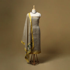 Maheshwari silk bagru hand 3pc unstitched dress material 10