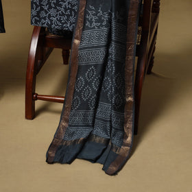 Maheshwari silk bagru hand 3pc unstitched dress material 19