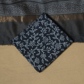 Maheshwari silk bagru hand 3pc unstitched dress material 19