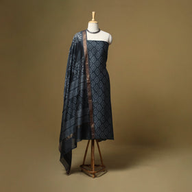 Maheshwari silk bagru hand 3pc unstitched dress material 19