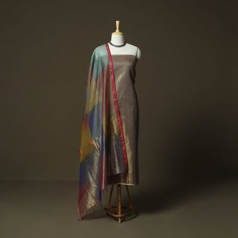 Maheshwari silk full tissue zari handloom 2pc unstitched