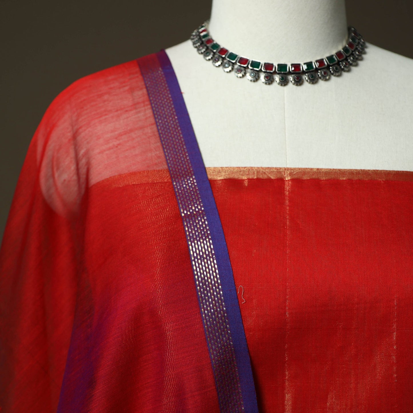 Maheshwari silk full tissue zari handloom 2pc unstitched