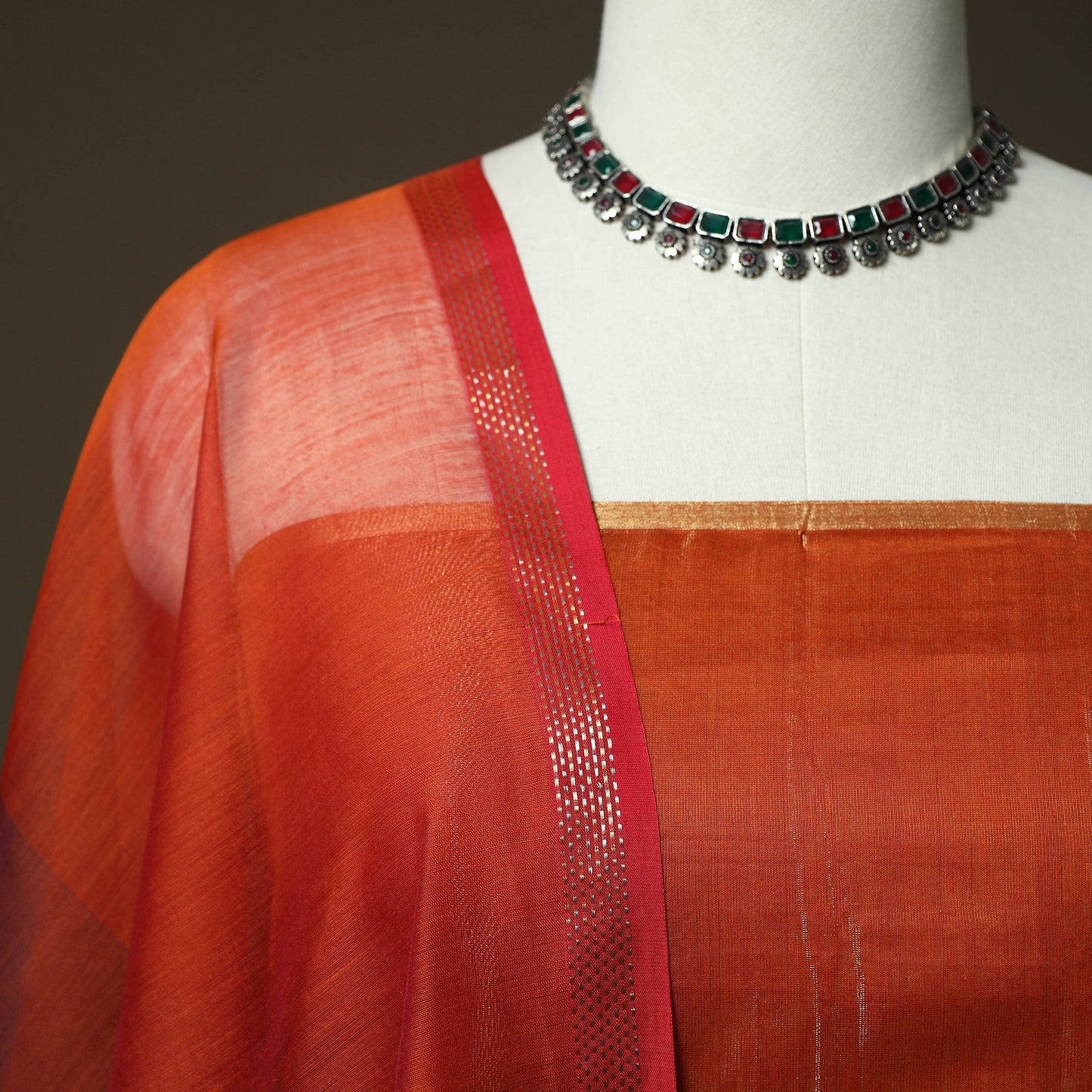 Maheshwari silk full tissue zari handloom 2pc unstitched