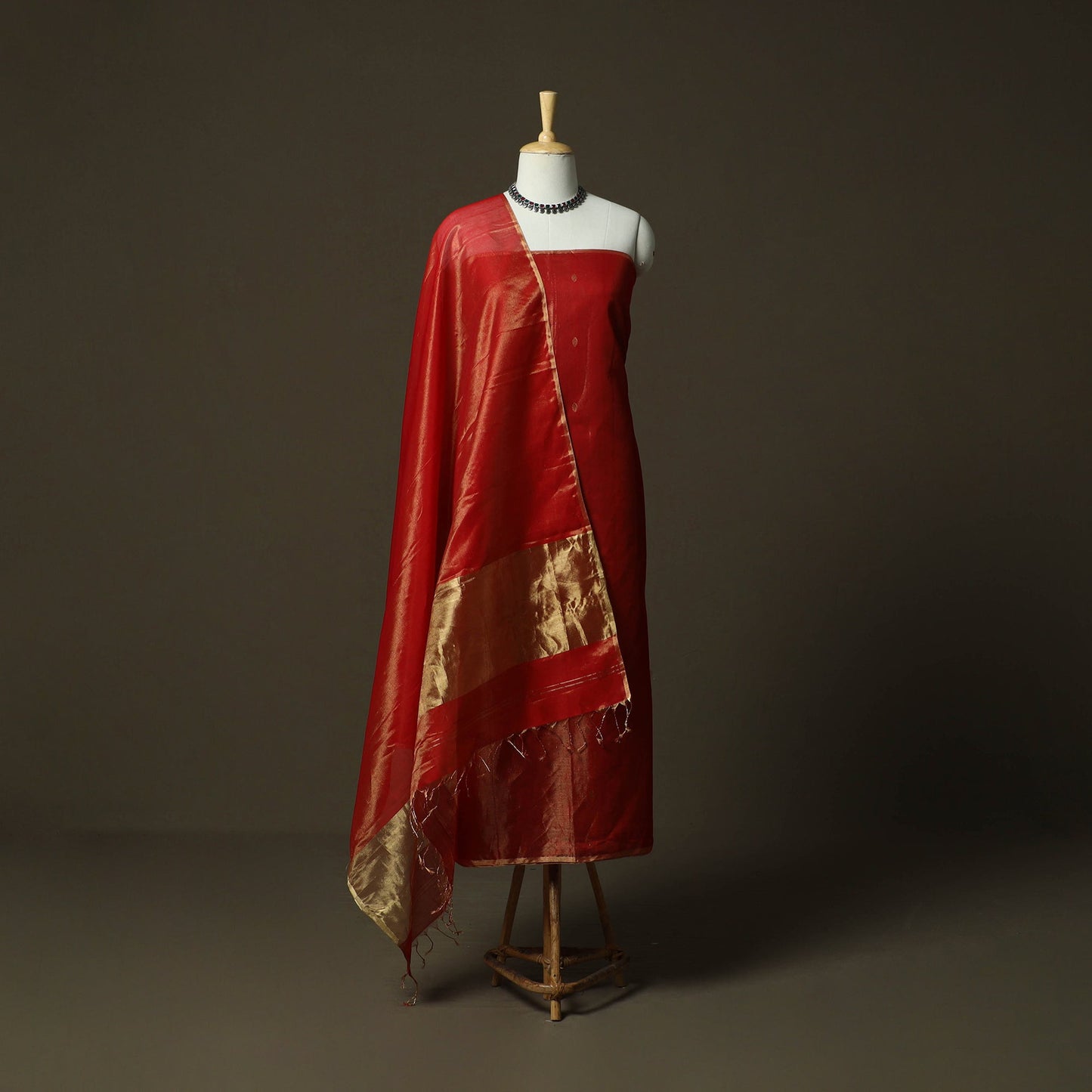 Maheshwari silk full tissue zari handloom 2pc unstitched