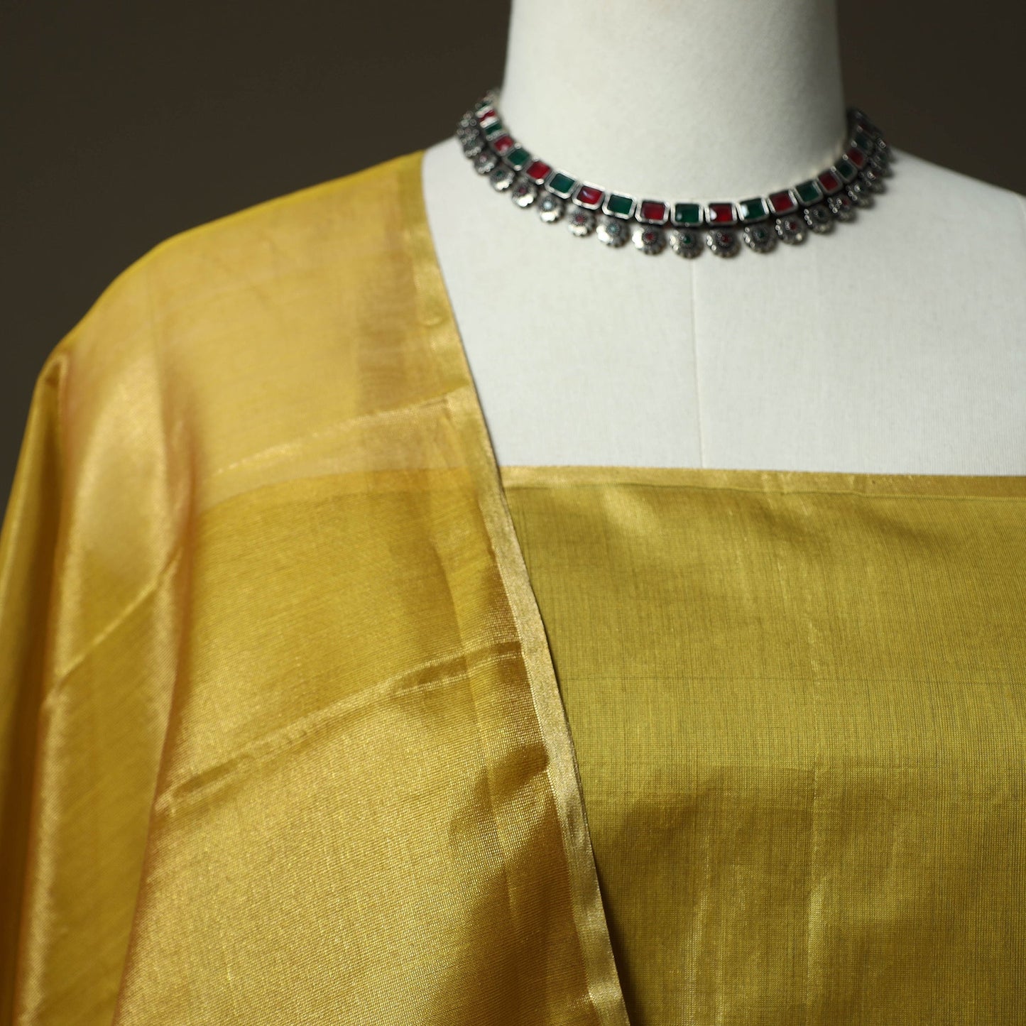 Maheshwari silk full tissue zari handloom 2pc unstitched