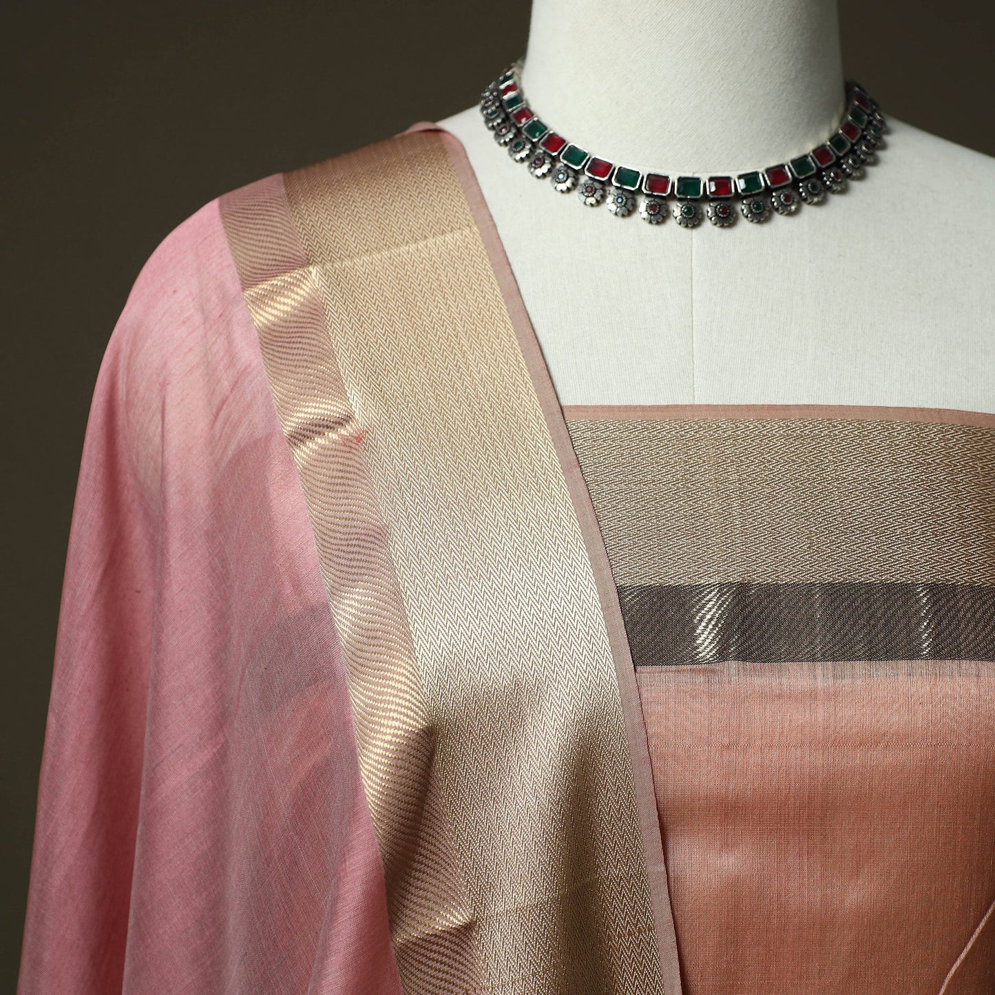 Maheshwari silk handloom 2pc unstitched dress material