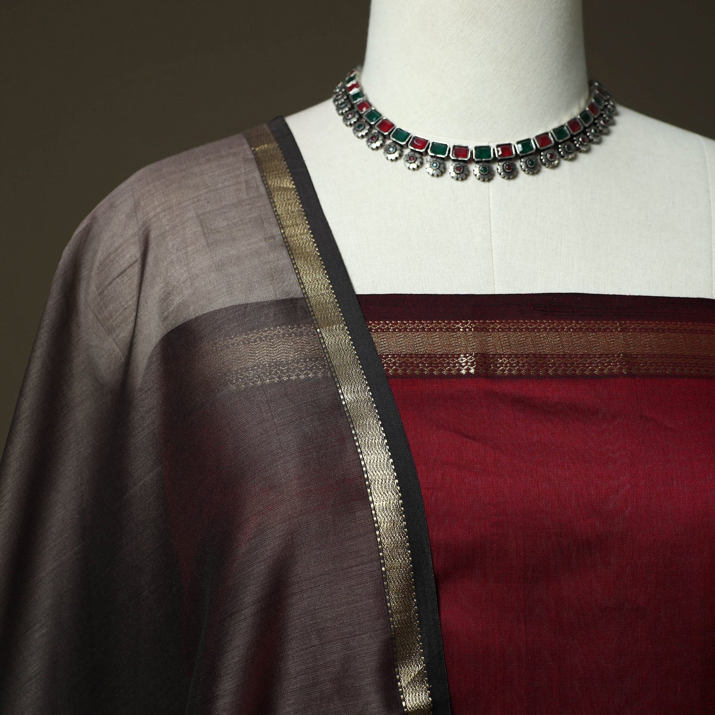 Maheshwari silk handloom 2pc unstitched dress material