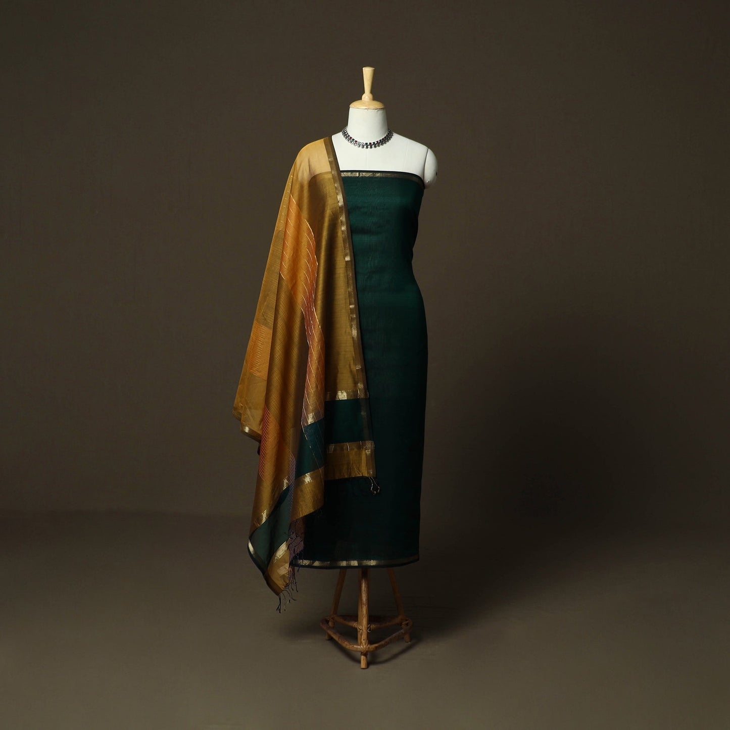 Maheshwari silk handloom 3pc unstitched dress material