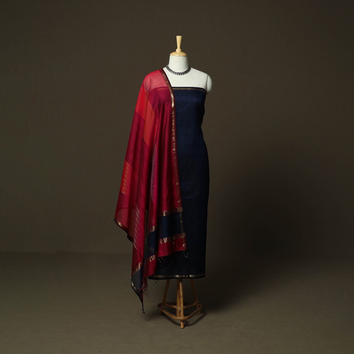 Maheshwari silk handloom 3pc unstitched dress material