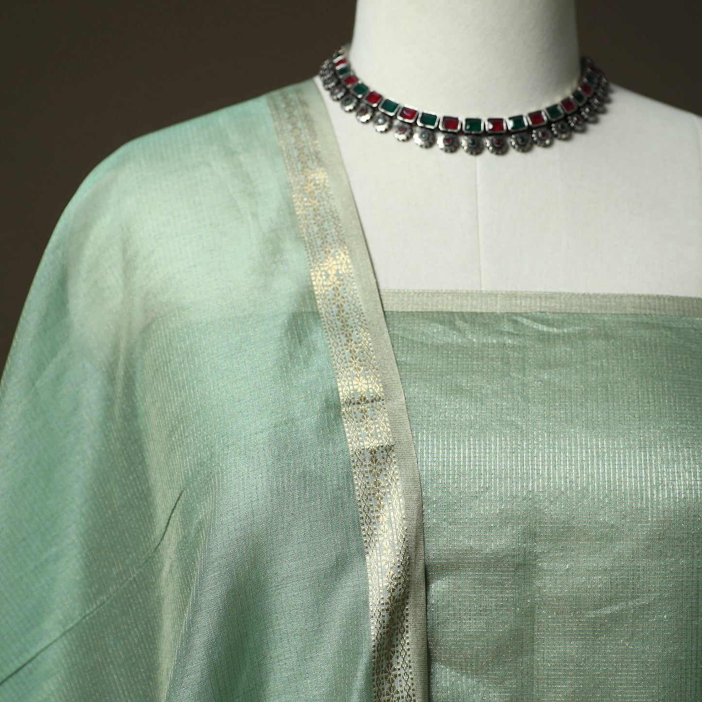 Maheshwari silk handloom heavy zari work 2pc unstitched