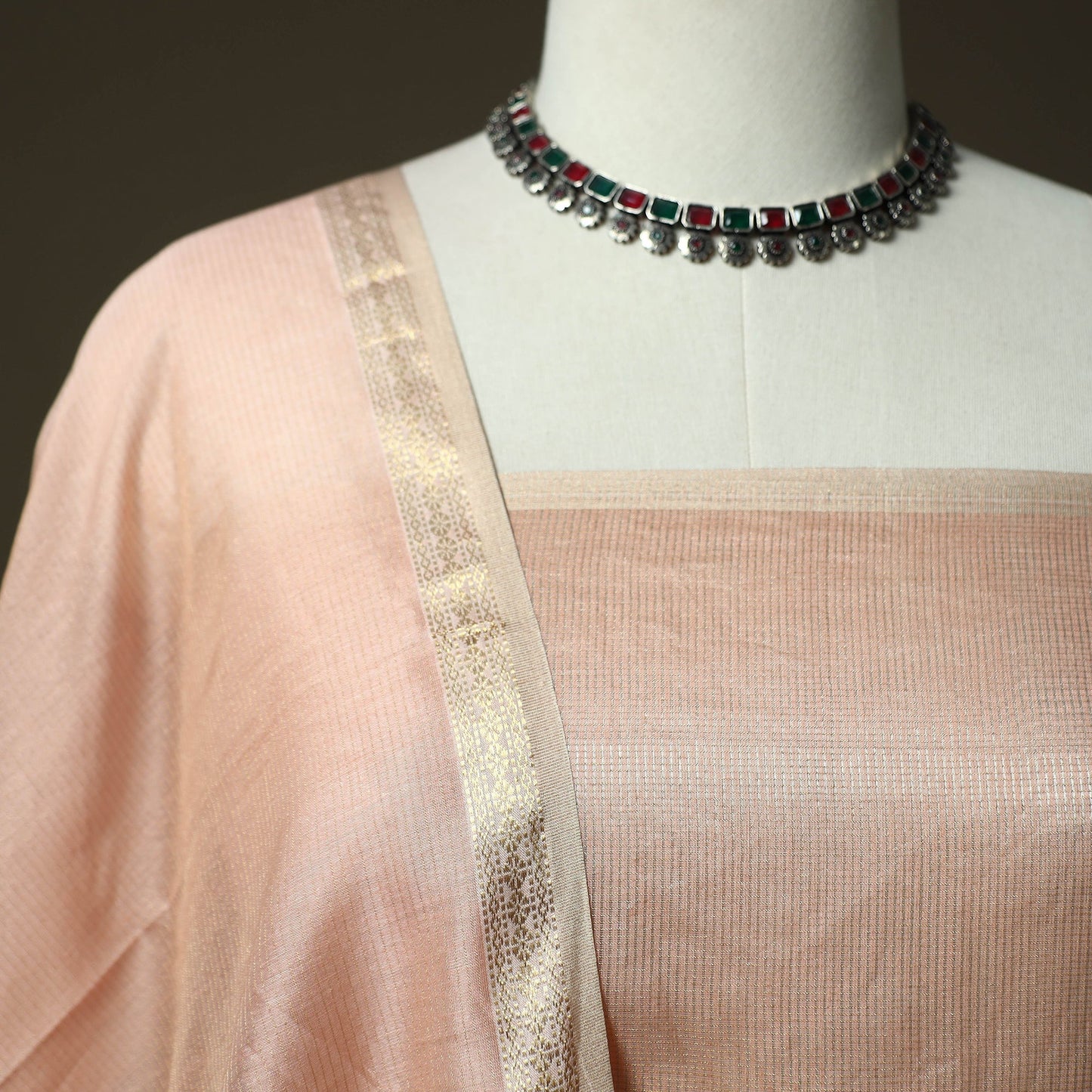 Maheshwari silk handloom heavy zari work 2pc unstitched