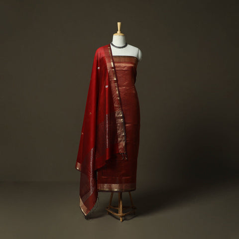 Maheshwari silk handloom heavy zari work 2pc unstitched