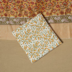 Maheshwari silk sanganeri hand 3pc unstitched dress